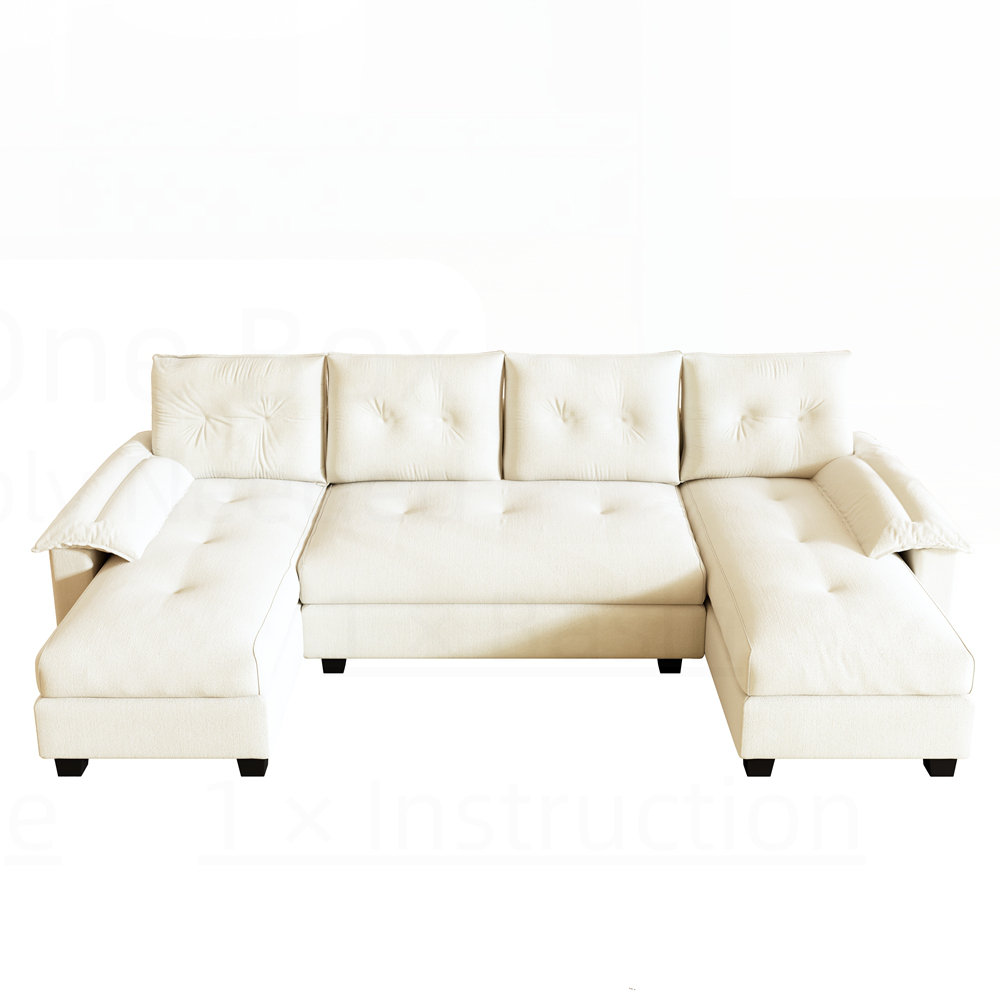 Latitude Run® U-Shaped Sleeper Sofa with Pull Out Bed, 2 in 1 ...