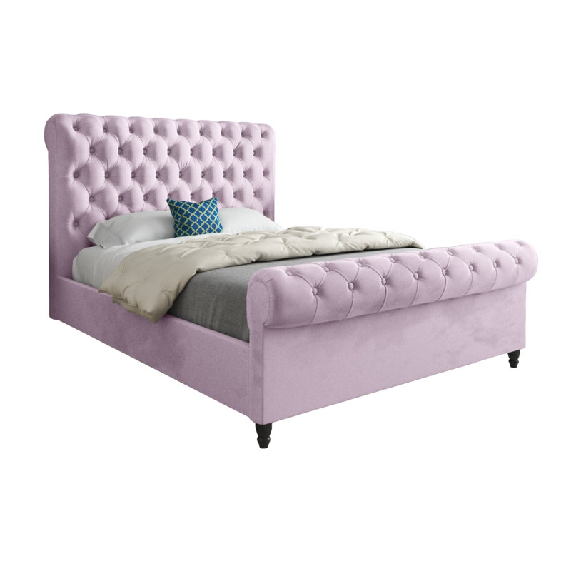 Aldous Upholstered Bed, Pink, Double (4'6)