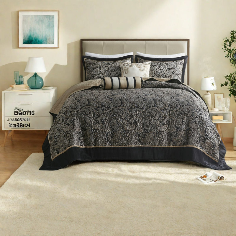 Ensemble de literie réversible pour très grand lit, jacquard en coton