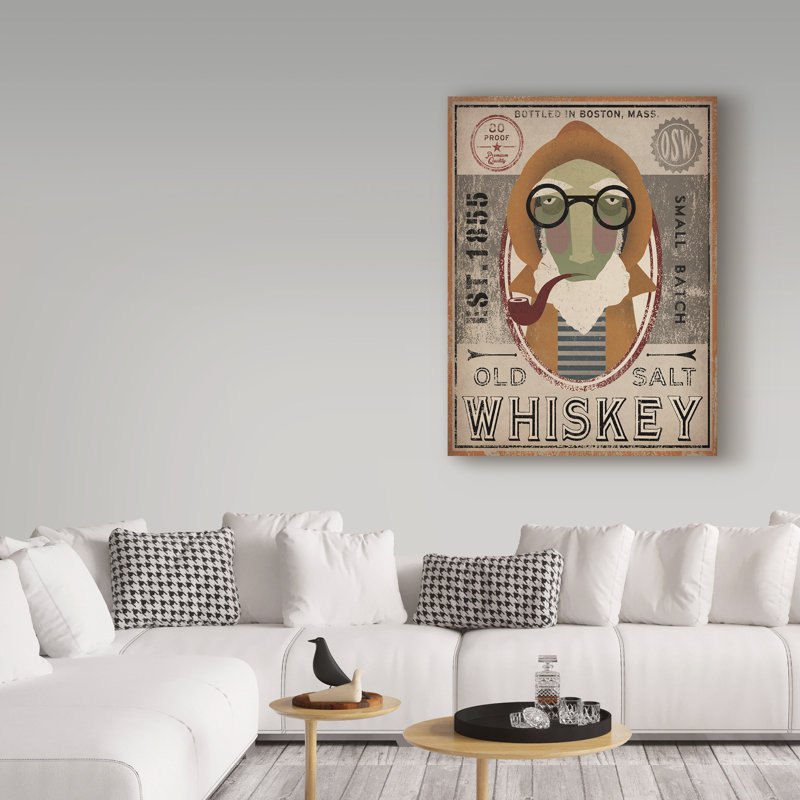 «Fisherman II Old Salt Whiskey» par Ryan Fowler, reproduction d'art graphique sur toile, H 24 po x l 18 po x P 2 po