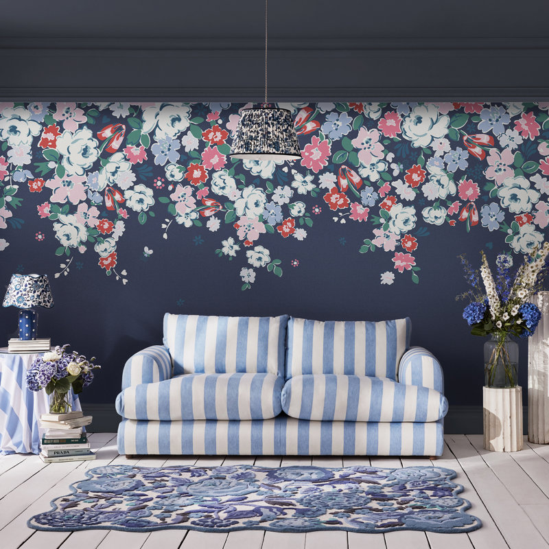Cath Kidston Clifton Floral Made to Order Fixed Size 4m x 2.5m Mural, Blue