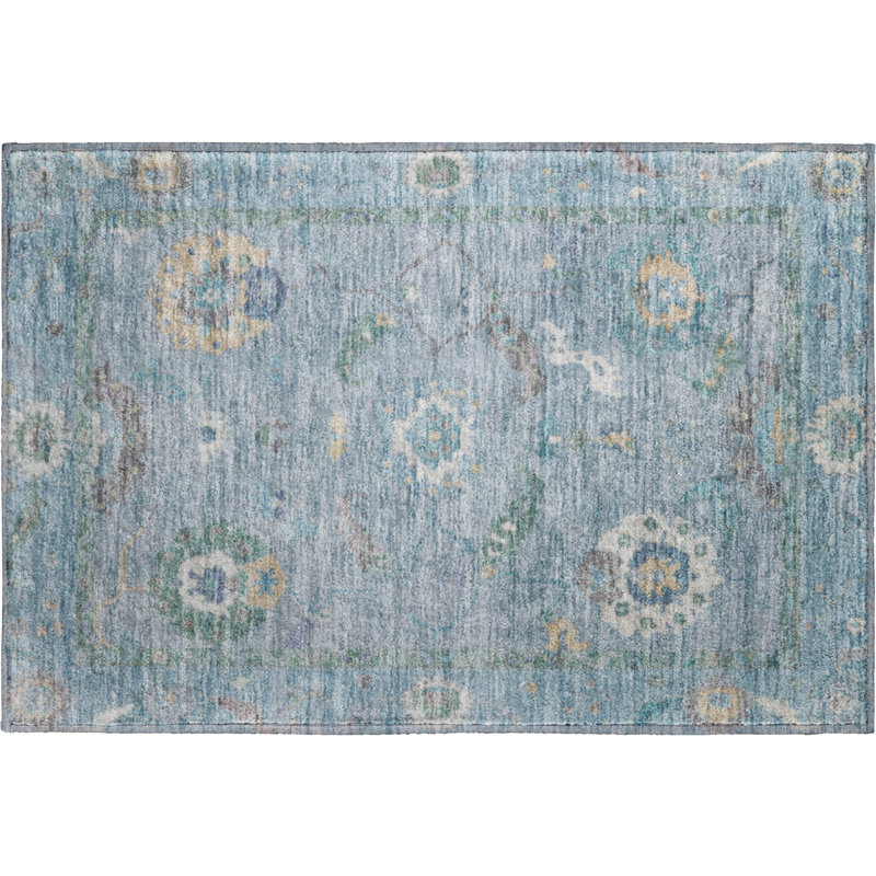Premium Machine Washable Mayfield AMF2229 Global Rug, 1'8" x 2'6", Sky