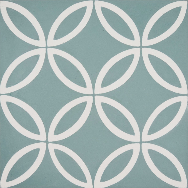 Amlo 8" x 8" Cement Patterned Wall & Floor Tile, Green/White