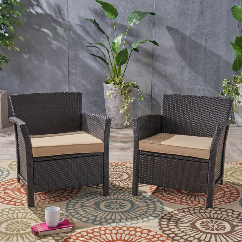 Chaise de patio avec coussin Morphis, Brun clair, Brun