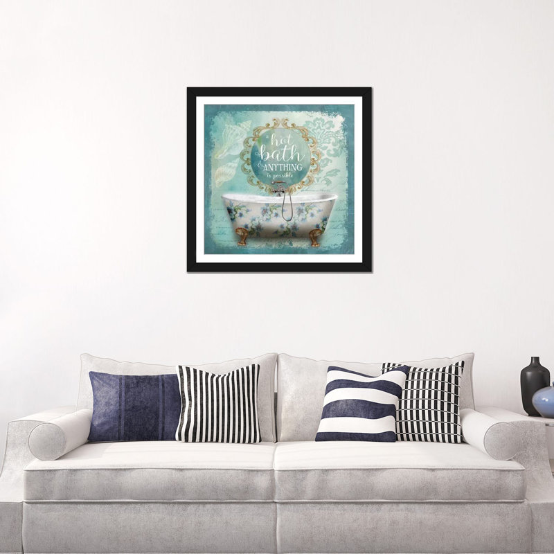 «Mirror Bath I», impression sur toile, H 16 po x l 16 po x P 1 po, Papier beaux-arts encadré noir, Blanc