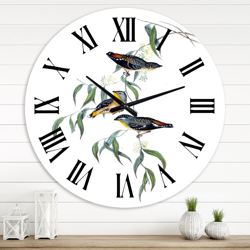 Vintage Bird Life III - Horloge murale traditionnelle, Moyenne