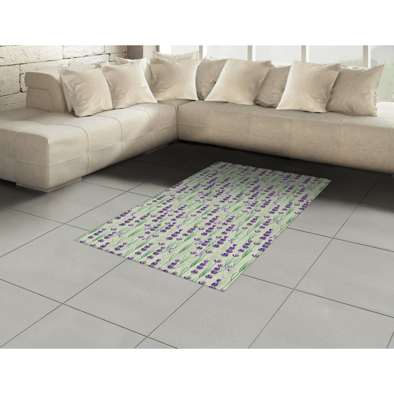 Lavender High Density Long Fiber Poly Threads Decorative Area Rug Carpet, Rectangle 4' x 5'8"
