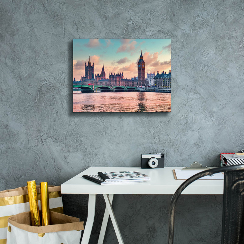«Maisons du Parlement au coucher du soleil» par Mark A Paulda, art mural sur toile, 16 po x 12 po, 16 po x 12 po