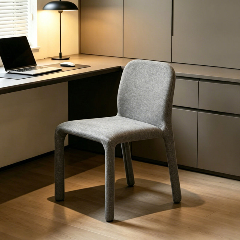 Grey Solid back side Chair(Set of 2), Gray, Gray