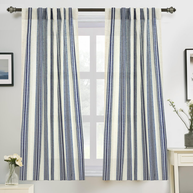 Rideaux semi-transparents avec passe-tringle Chris, L 52 po x L 54 po, Marine