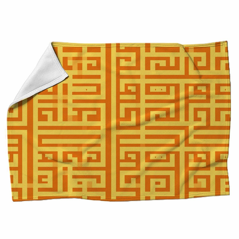 Machine Printed Throw Blanket, Geometric, Twin, Orange/Yellow