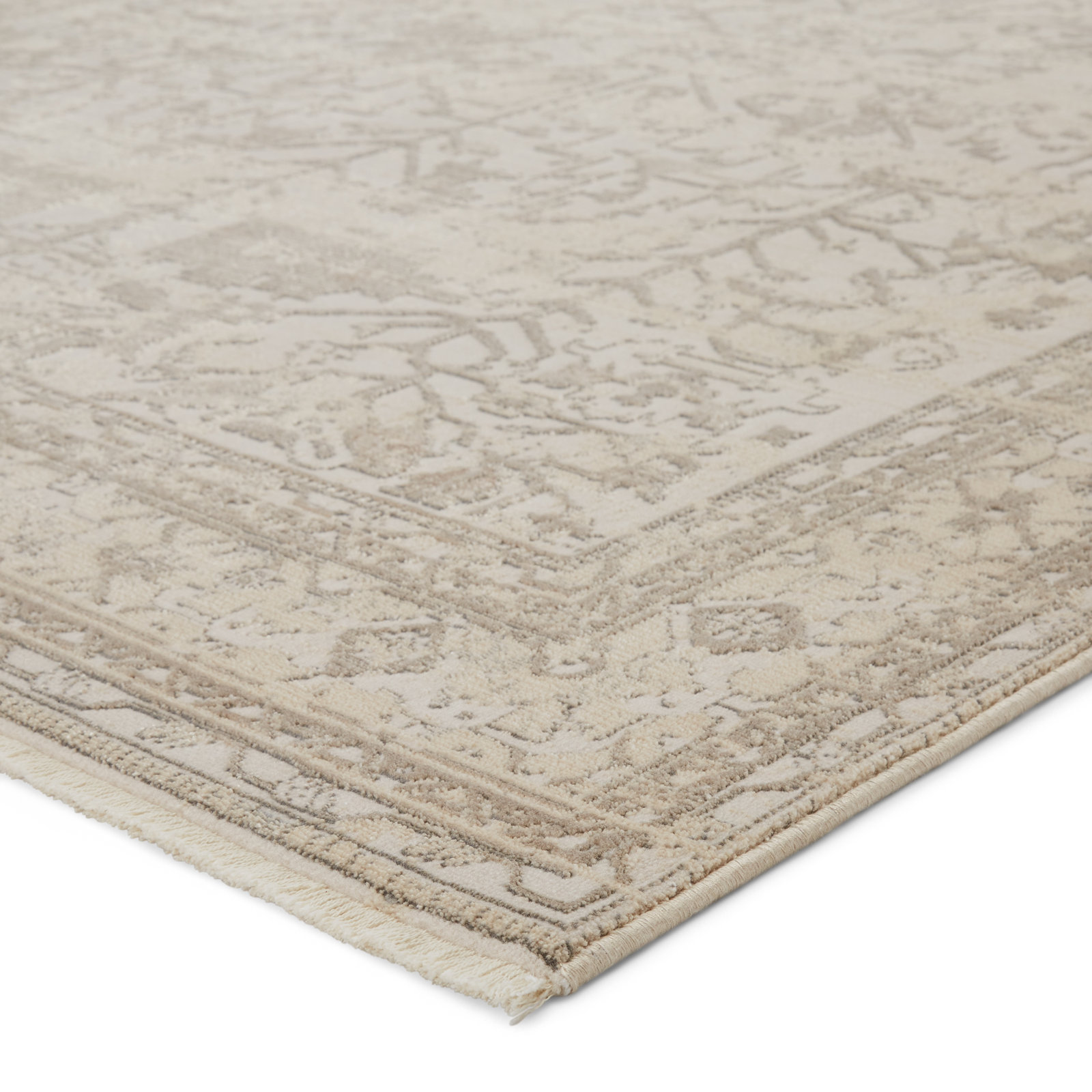 Cupertino Cream Light Gray Oriental Rug, Runner 2'6" x 12'
