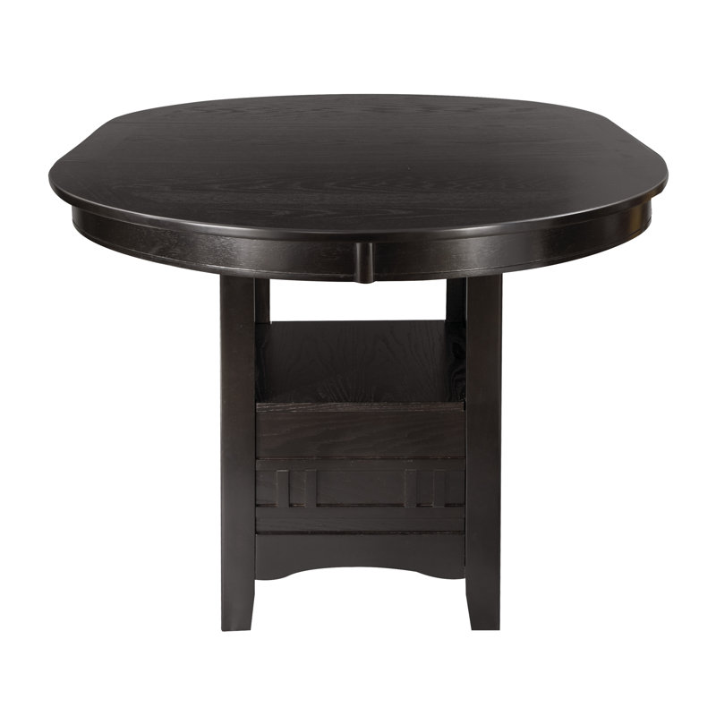 Dark Cherry Counter Height Dining Table with Extension Leaf and Storage Base