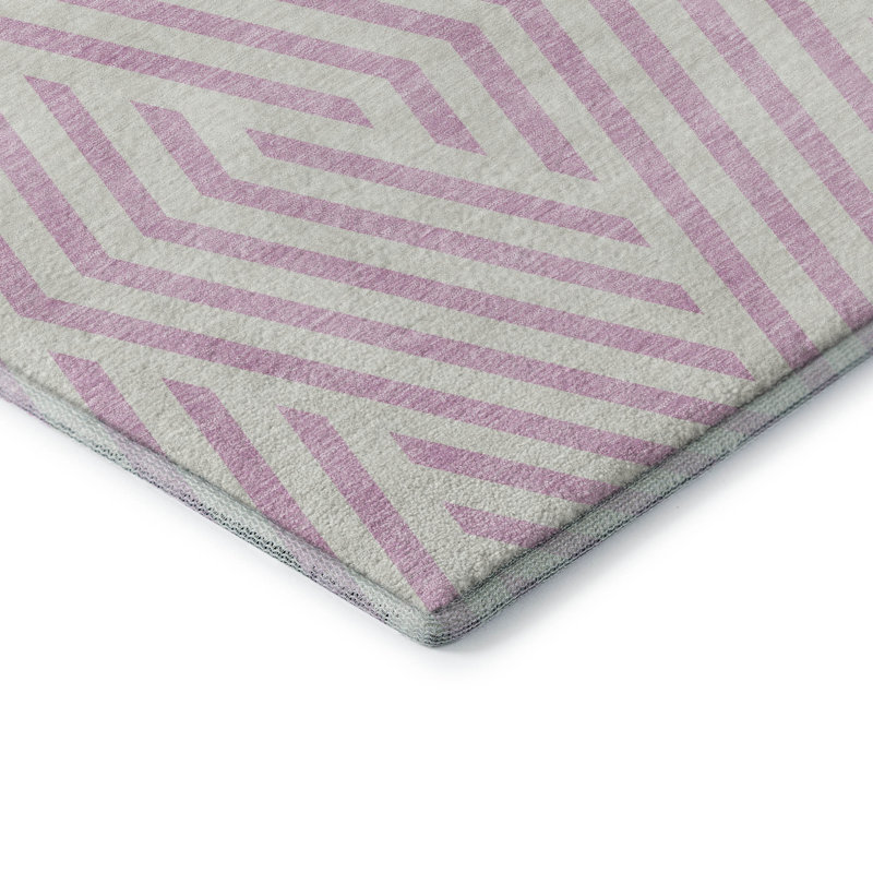 Premium Machine Washable Cerrito AMF550 Pink Rug, Rectangle 5' x 7'6"