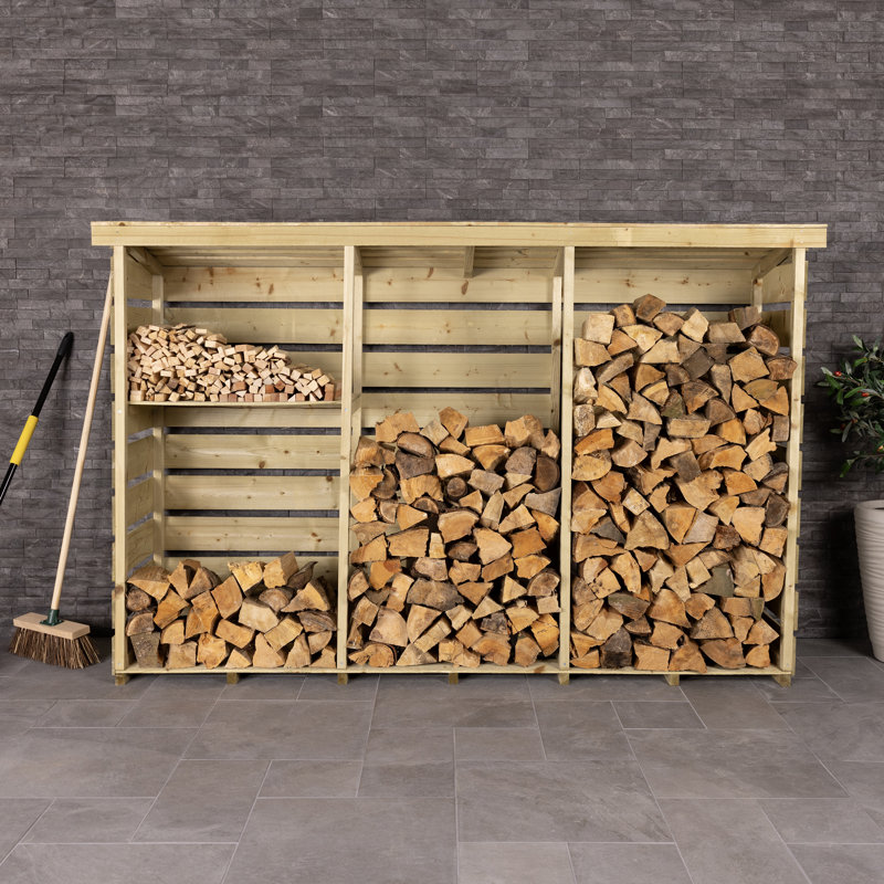 Rapp 237cm W x 56cm D Solid Wood Log Store