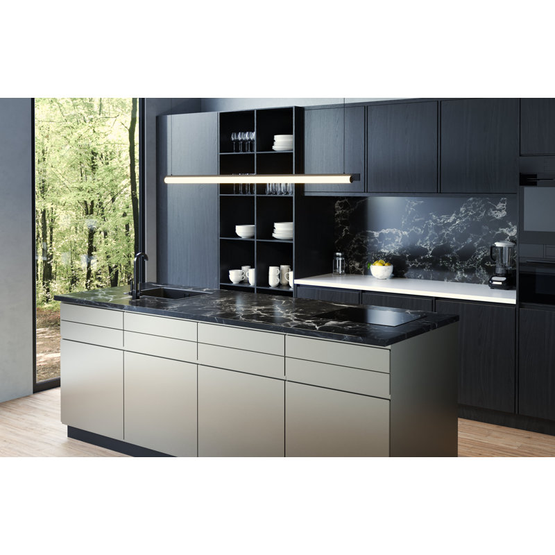 Luminaire suspendu linéaire unique à 1 lumière Keel ™, Noir satiné, 3 500K