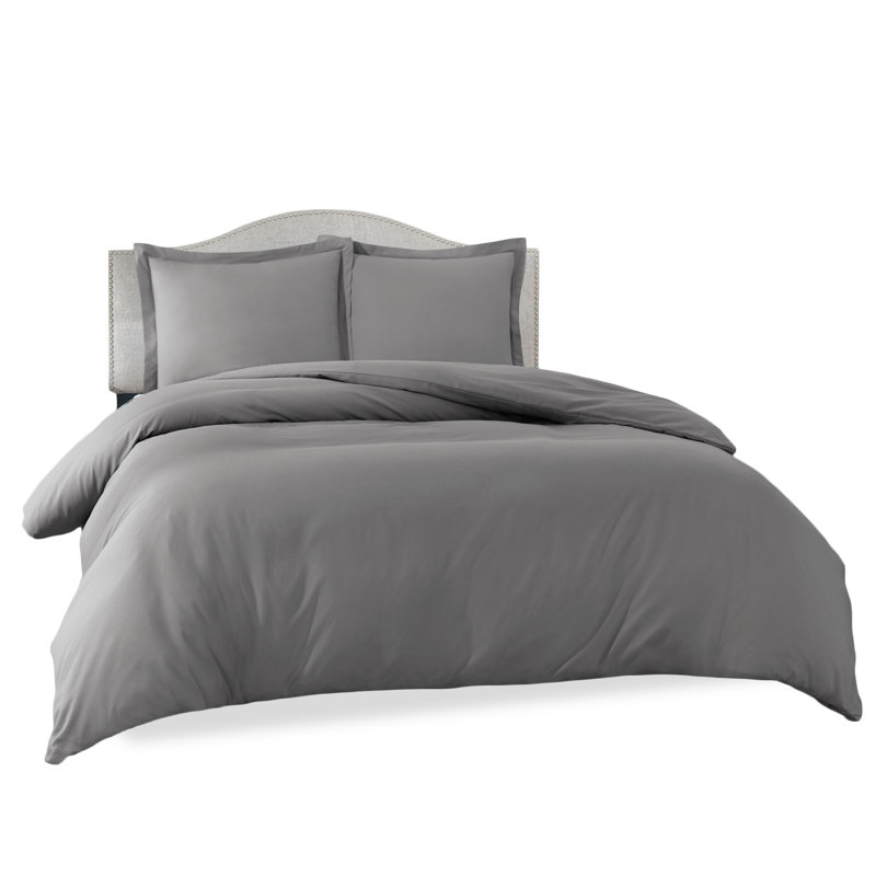 Modern & Contemporary Duvet Cover, Charcoal Gray, King Duvet Cover + 3 Additional Pieces