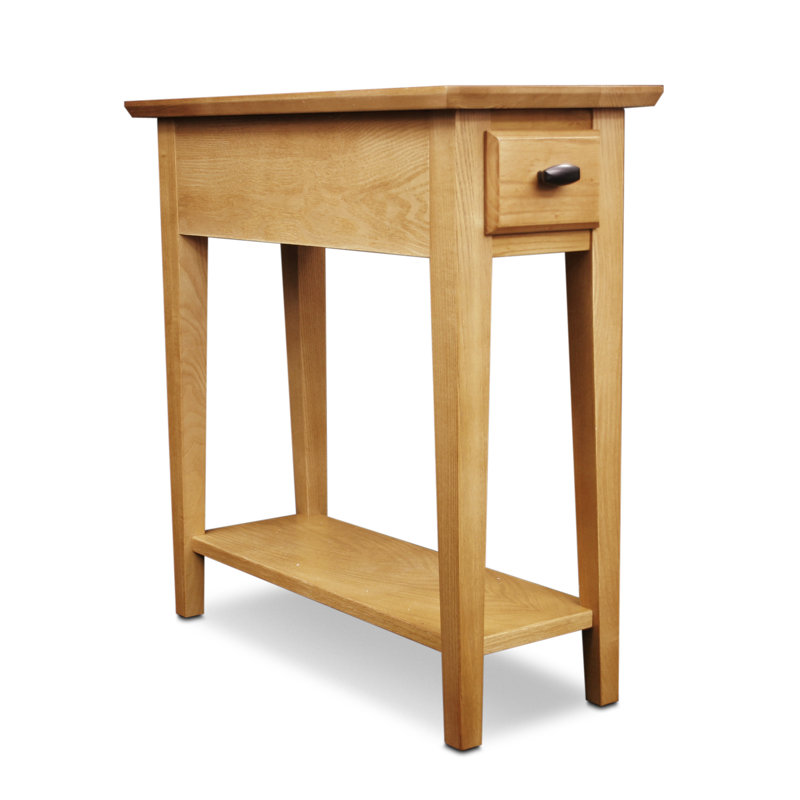 Solid + Manufactured Wood Narrow Chairside Table, Desert Sand