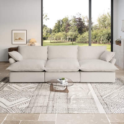 Rinnie 114.3'' Upholstered Sofa, Cloud Sofa, Modular Sectional Sofa 3 Seat Couch for Living Room