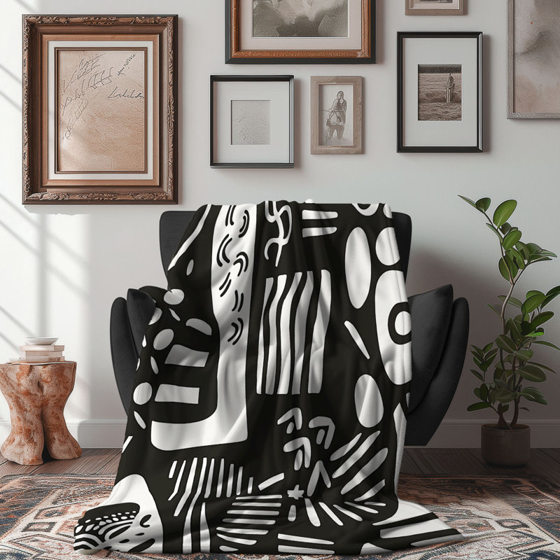 Stylized People Patterns - 1 pièce Sherpa Premium, Grand lit