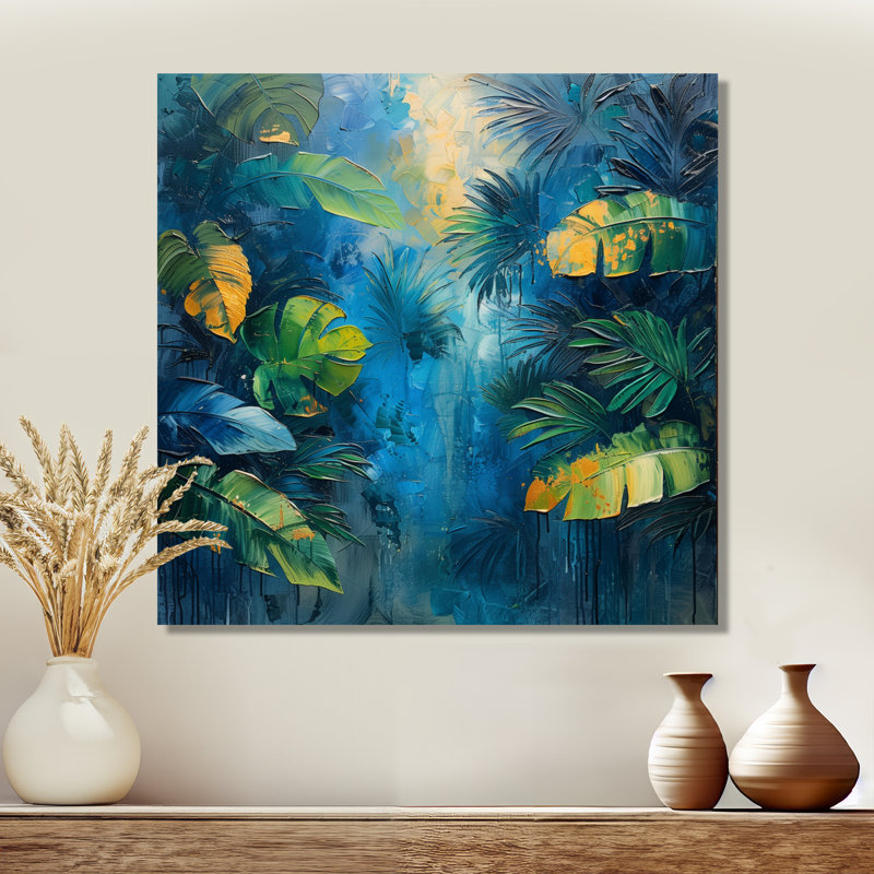 «Green Palm», palmiers et palmiers tropicaux, art mural, Toile tendue, H 16 po x l 16 po x P 1 po
