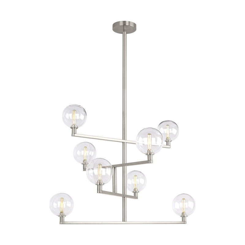 Gambit 8 - Light Chandelier, Satin Nickel, No