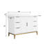 Meuble-lavabo en bois massif H 35 po x l 48 po avec comptoir en quartz blanc Carrera résistant aux taches et lavabo simple-2065940616