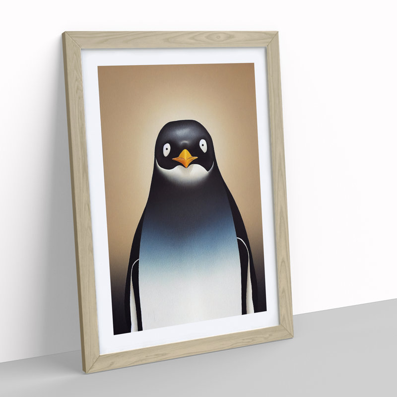 XV1022-521X Amazing Penguin - Single Picture Frame Print, 34cm H x 25cm W, Oak Framed