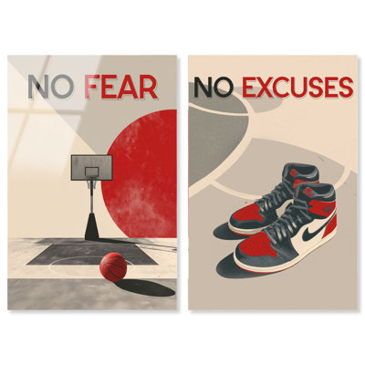 «No Fear No Excuses», ensemble de décoration murale à dortoir en acrylique par Art Remedy, prêt à accrocher, 10 x 15