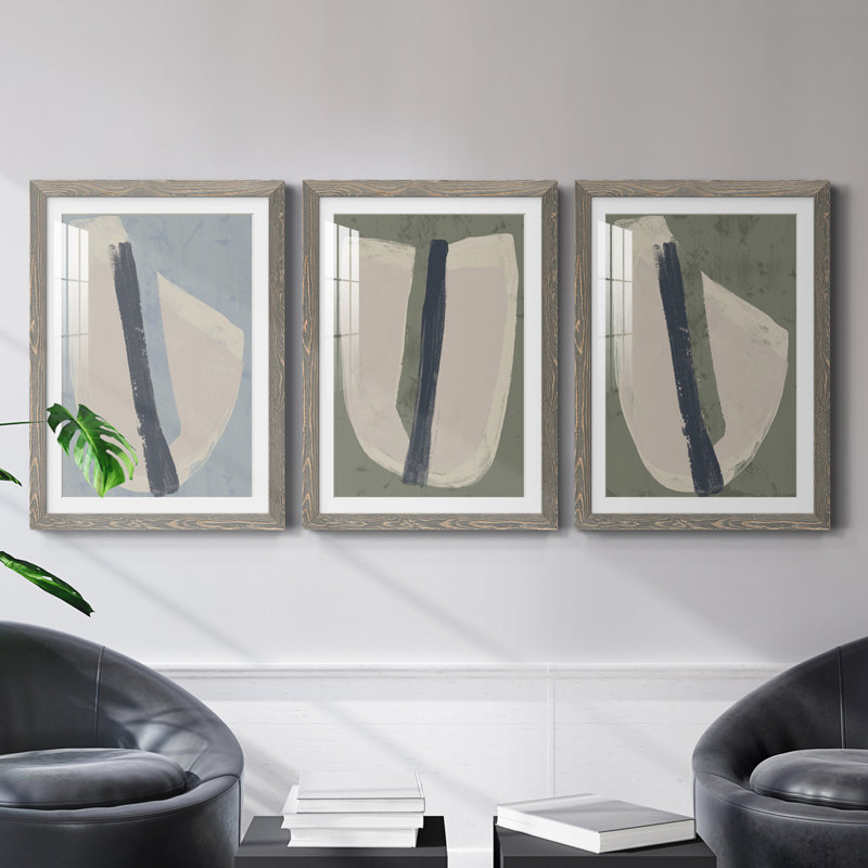 «Paper Slice II», ensemble de 3 reproductions de cadres photo, gris, H 20 po x l 51 po x P 1,5 po