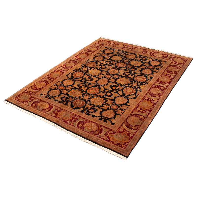 Tapis unique en laine noué à la main 10 pi x 13 pi 4 po nouvel âge Fellsburg - rouge / brun / brun clair