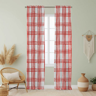 Semi Sheer Geometric Print Curtain Single Panel