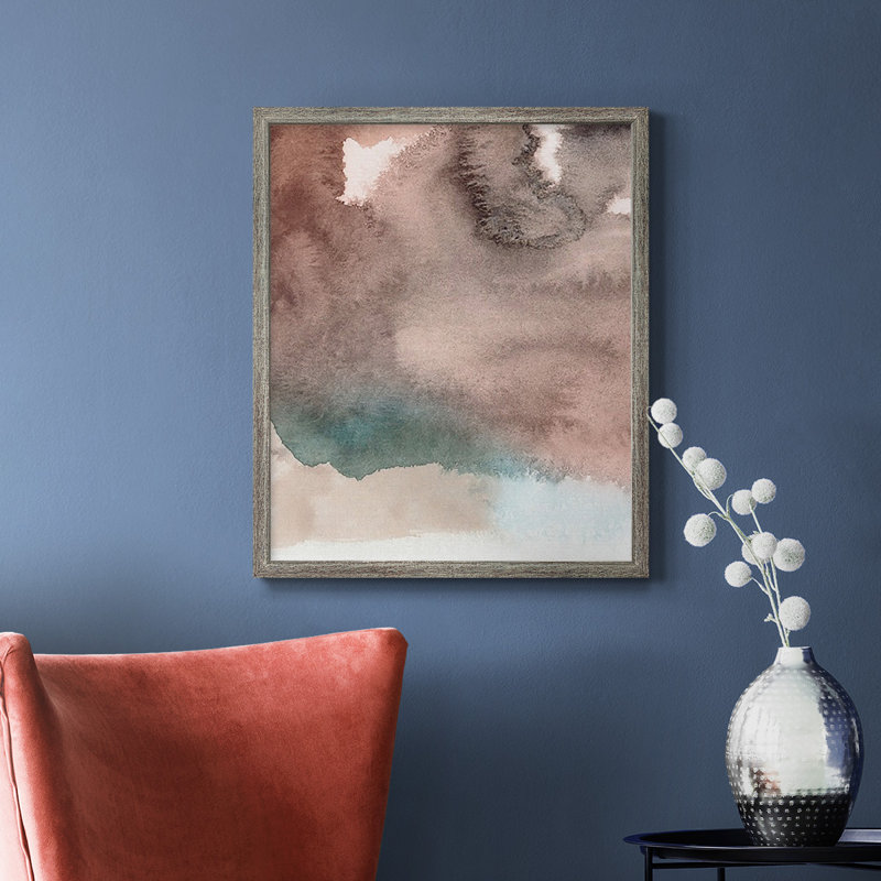 Toile encadrée de qualité supérieure rouge ocre abstraite I - prête à être accrochée, Gris, H 24 po x l 20 po
