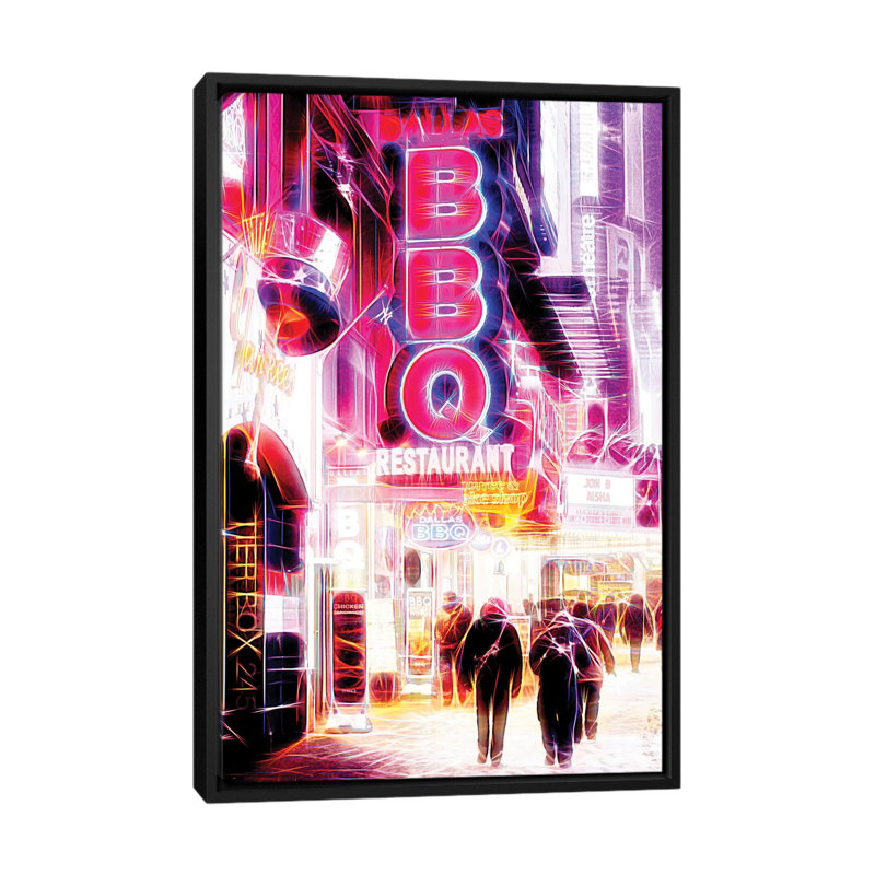 «BBQ», impression sur toile, H 26 po x l 18 po x P 1,5 po, Toile avec cadre noir, Pas de tapis