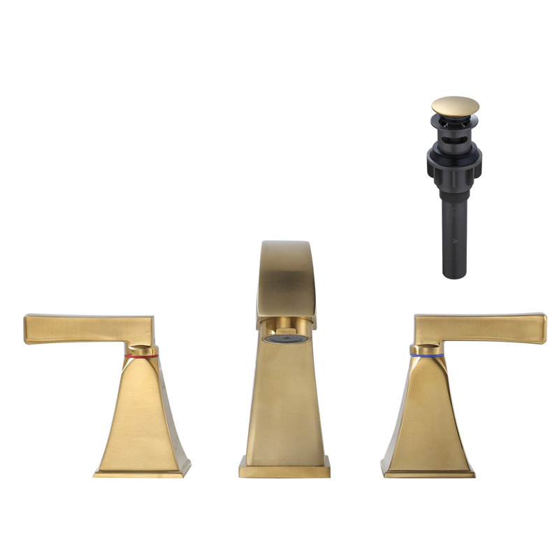 8 in. Widespread Deck Mounted Double Handle Bathroom Faucet, Gold