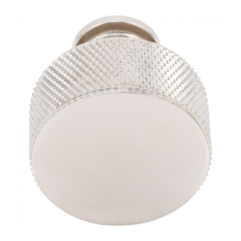 Beliza 1 1/8" Diameter Cylindrical Knurled Knob, Polished Nickel