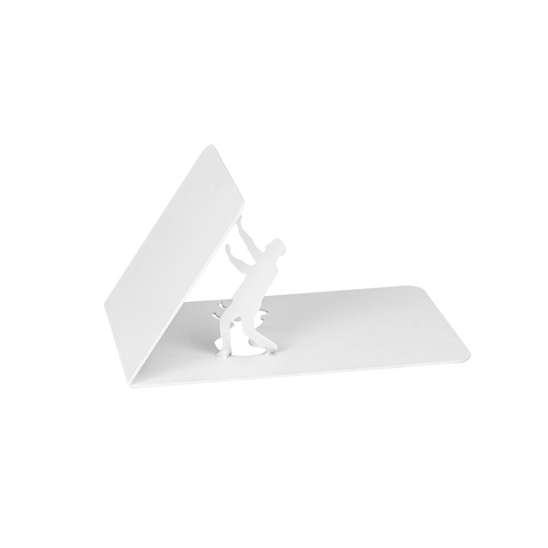 Serre-livres en métal de qualité supérieure, blanc, 10,0 x 4,9 x 4,9 pouces | Fabrication 100% métal, épaisseur: 0,05 pouce | Conception durable et élégante pour le bureau personnel, la bibliothèque ou le bureau | Parfait pour organiser des livres et des magazines