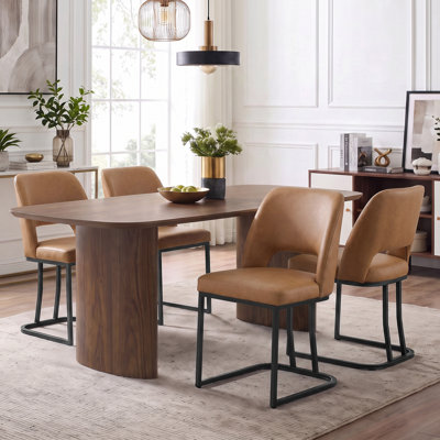 Ensemble de 4 chaises de salle à manger en similicuir, rembourrées et sans accoudoirs