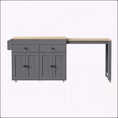 Îlot de cuisine polyvalent avec table extensible et nombreuses options de rangement