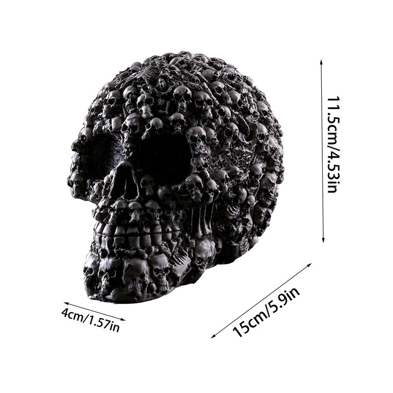 Tête de mort squelette en résine 5,9 pouces Skull Decor