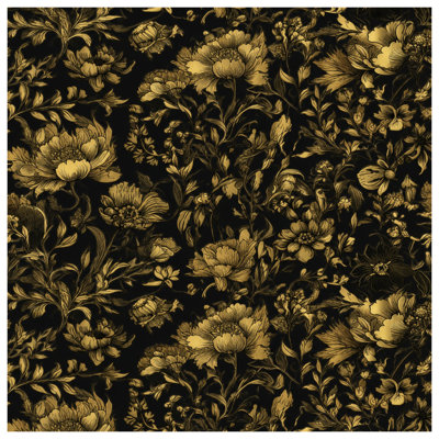 Tapisserie murale dorée à motif floral - décoration murale florale