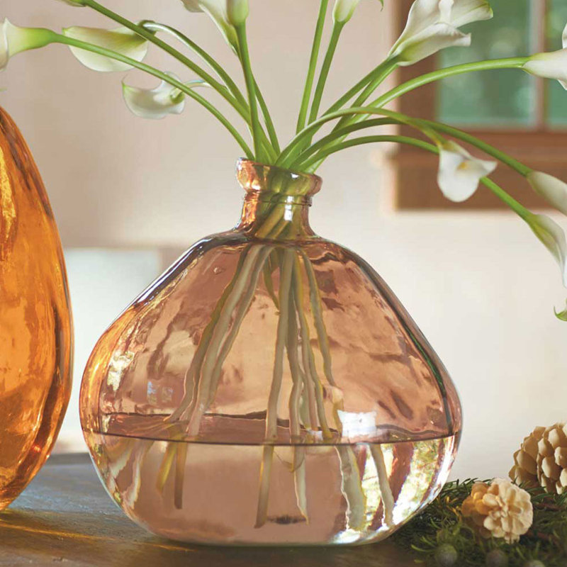 Byxbee Handmade Glass Table Vase, Mocha, 12.99" H x 12.99" W x 12.99" D