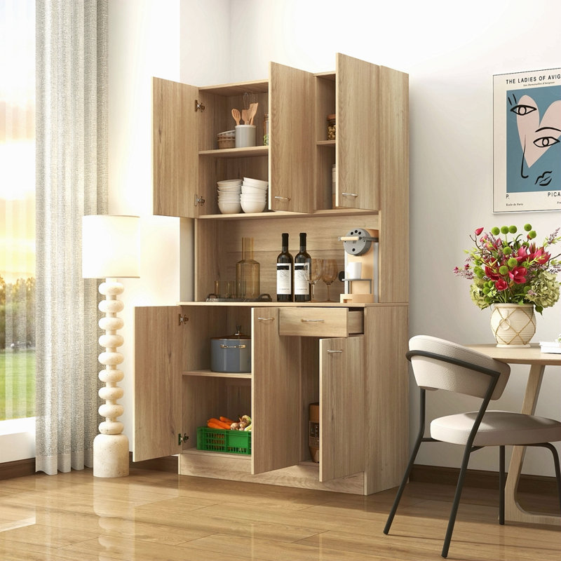 70,87 po de hauteur avec garde-robe et armoire de cuisine, avec 6 portes, 1 tablette ouverte et 1 tiroir pour la chambre à coucher