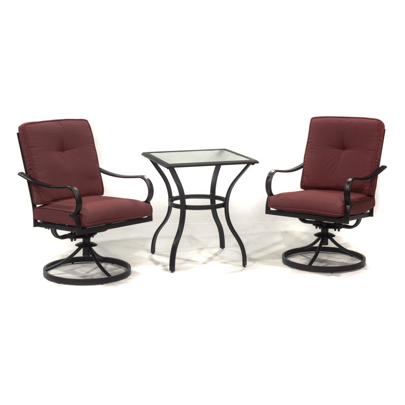 Fakieh 2 - Person Patio Conversation Set with Cushions, Red