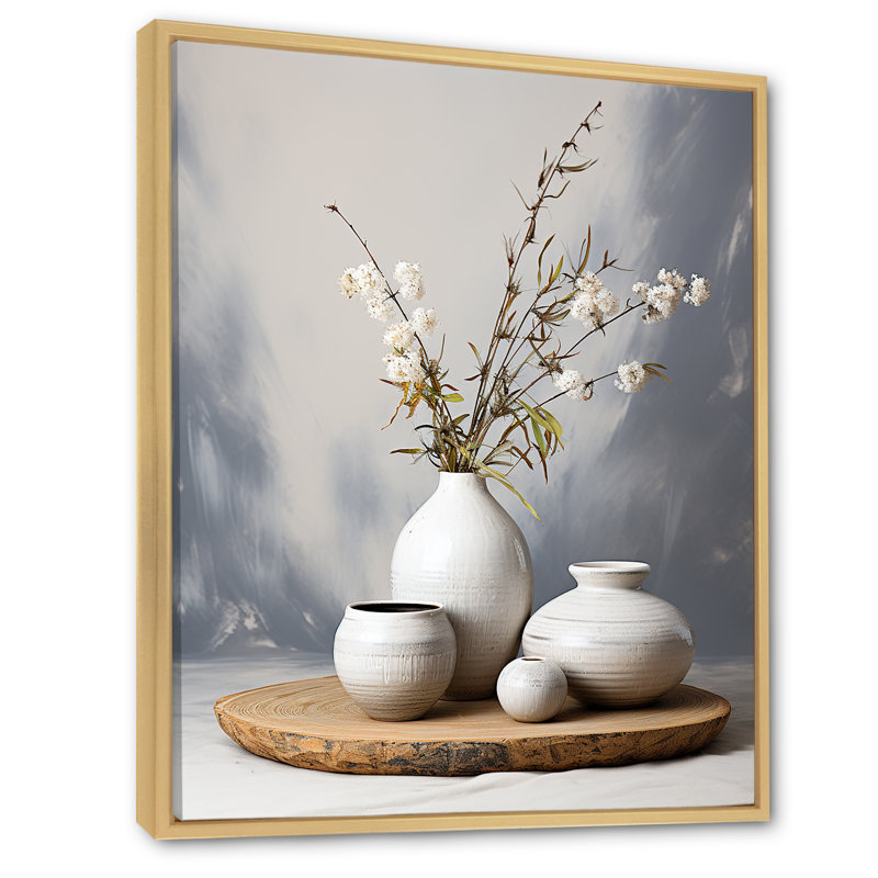 Céramique moderne, poterie 2 - décoration murale bohème, Cadre flottant brun, H 44 po x l 34 po x P 1,5 po