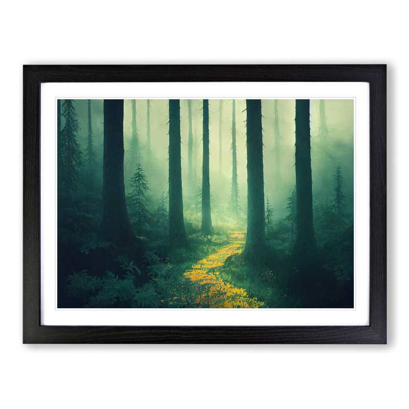 Cool Summer Forest - Framed Print, 46cm H x 64cm W x 2cm D, Black Framed