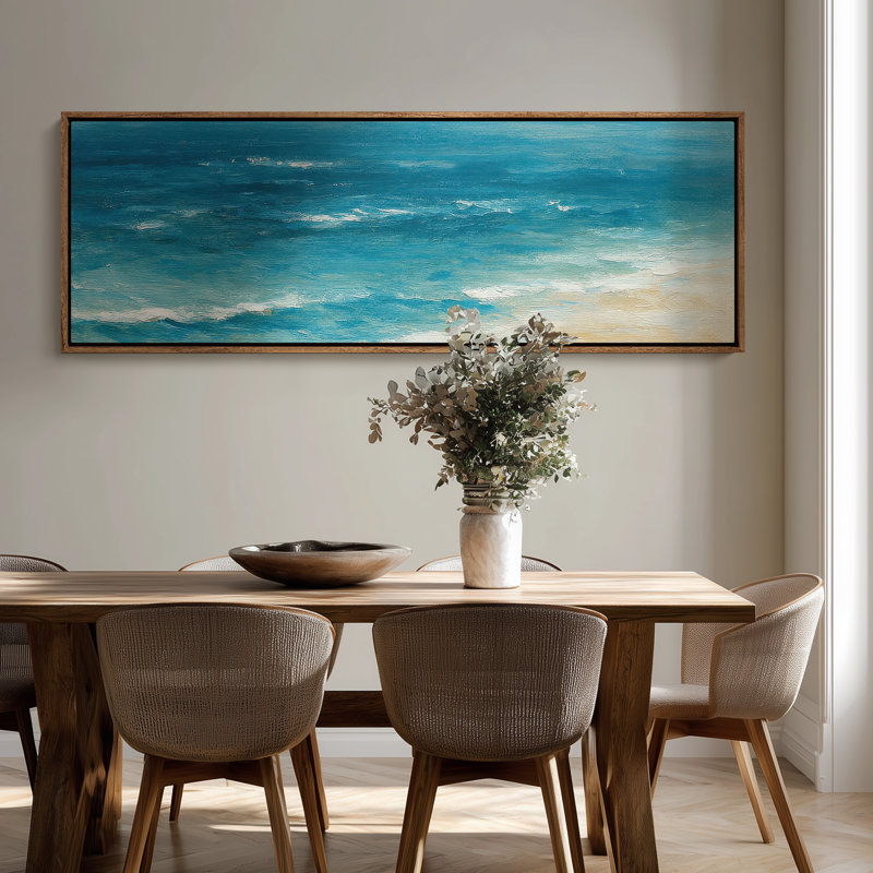 Très grand art mural rétro encadré pour art classique, H 20 po x l 60 po, Naturel