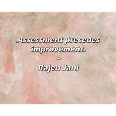 Rajen Jani Quote: Assessment precedes improvement.