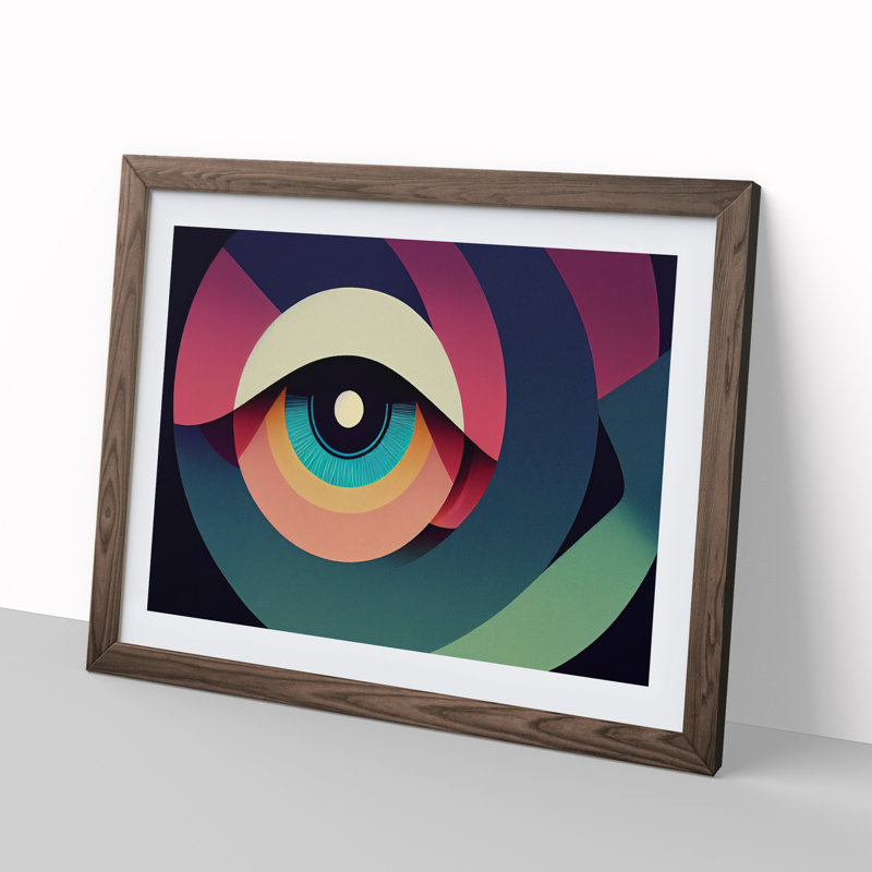 XH1022-6104X Modern Human Eye Abstract - Single Picture Frame Print, 46cm H x 64cm W x 2cm D, Walnut