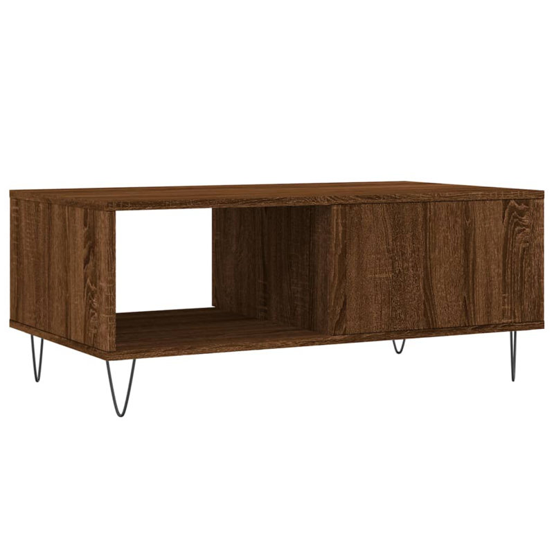 Vasbinder Four Leg Coffee Table with Storage, Brown Oak